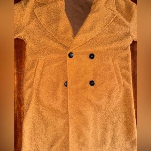 Women’s size small camel color double breasted teddy coat BTFBM NWT
